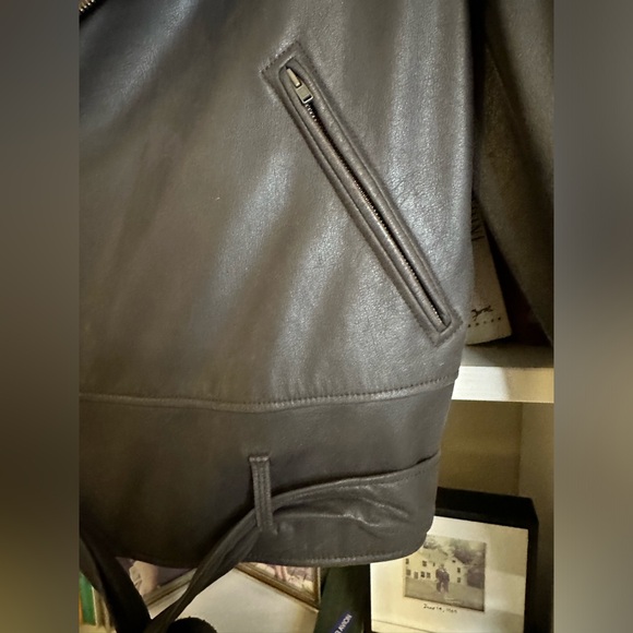 Ralph Lauren Dark Brown Leather Motorcycle Jacket - Picture 10 of 12